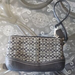 Coach Black And Gray Logo Wristlet